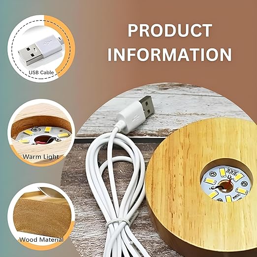 3D Saturn Crystal Ball LED Lamp | Wooden Base | Bedroom Night Light | Casvero