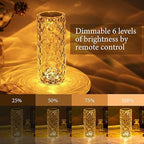 Rose Diamond Crystal Table Lamp | 16 Colors | Touch and Remote Control | Casvero