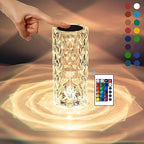 Rose Diamond Crystal Table Lamp | 16 Colors | Touch and Remote Control | Casvero